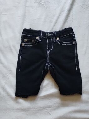 True Religion Kids Black Stretch Denim Shorts